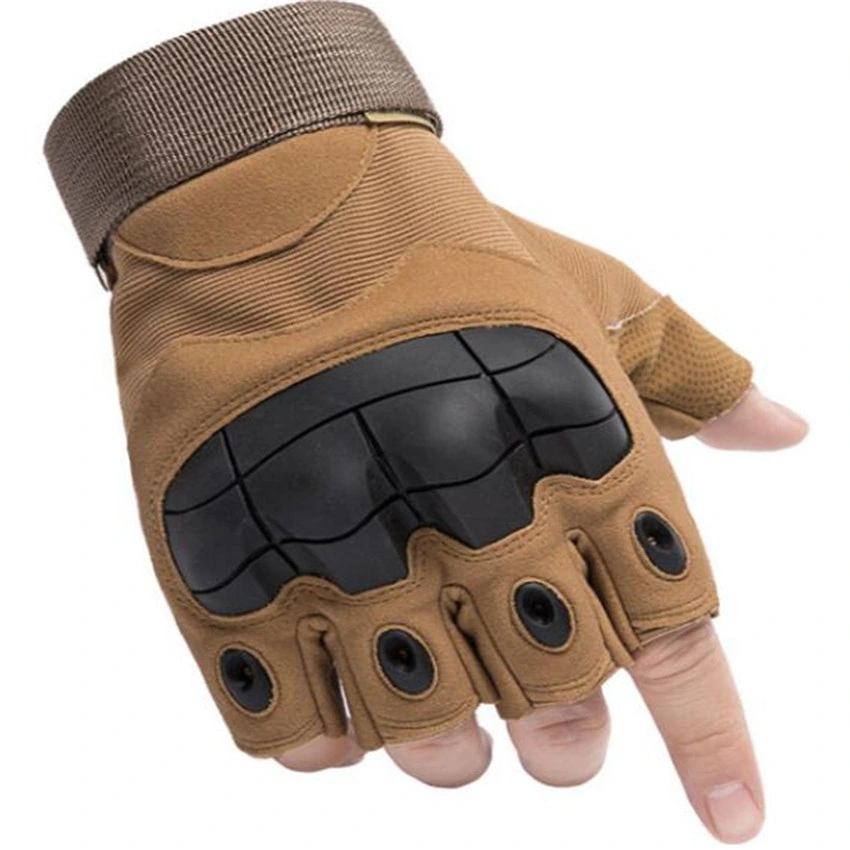 Tactical Combat Fingerless Rubber Hard Knuckle Motorcycle Gloves