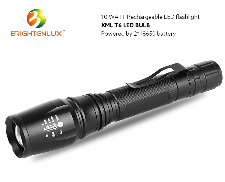 Brightenlux Factory Bulk Sale Hunting Long Beam Distance Aluminum Alloy Tactical Xml LED 10W Long Range LED Flashlight Torch