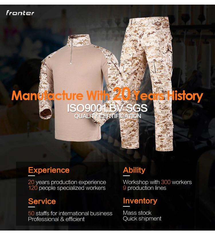 Tactical Suit Gear Top 95%Cotton 5%Elastane Polyester Digital Desert Summer Combat Frog Suit