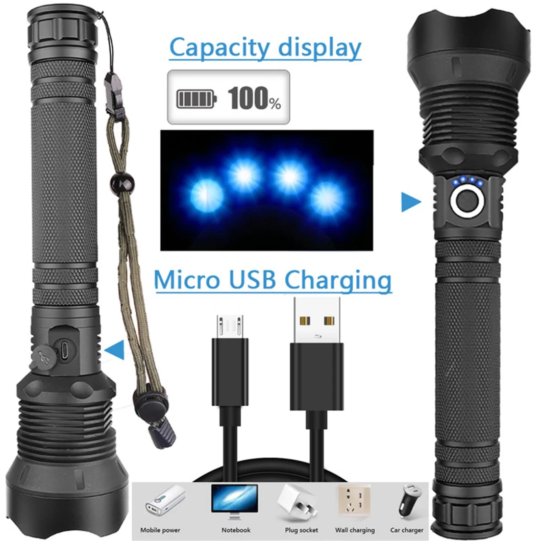 Powerful Lights Ultra Bright 18650 LED Flashlight Lamp USB Rechargeable Mini Flash Light Tactical Light Zoom Camp Torch