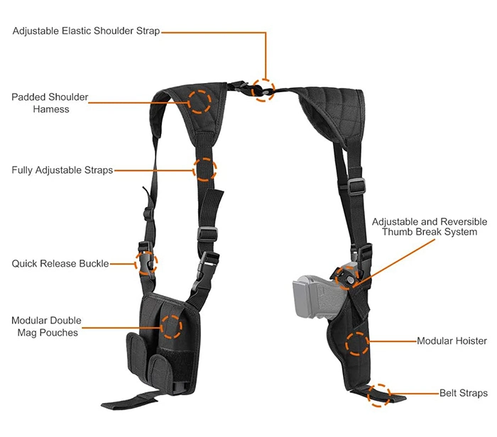 Wear Resistant Adjustable Tactical Nylon Shoulder Holster