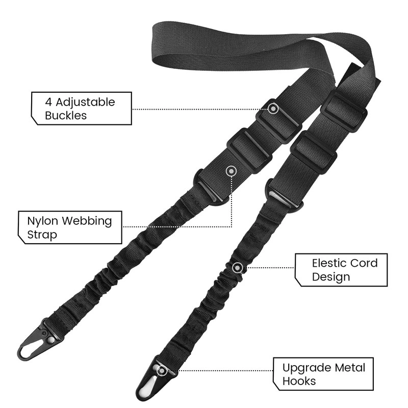 Adjustable Two Point Sling Gun Sling with Qd Mount Mlok Rail Quick Release Swivels for Outdoors Hunting