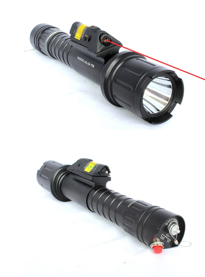 Tactical Strobe 500 Lumen CREE T6 LED Flash Light Torch with Quick Start Red Laser Sight Combo