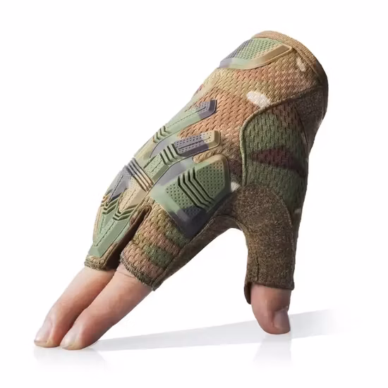 Taktische Combat Fingerlose Gummi-Motorradhandschuhe mit harten Knöcheln